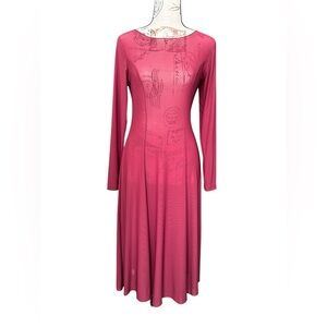 Move Dance Burgundy Sheer Dress made of Nylon and Elastane size L